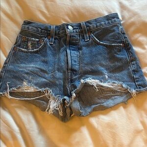 Levi's Blue Distressed Jean Shorts
